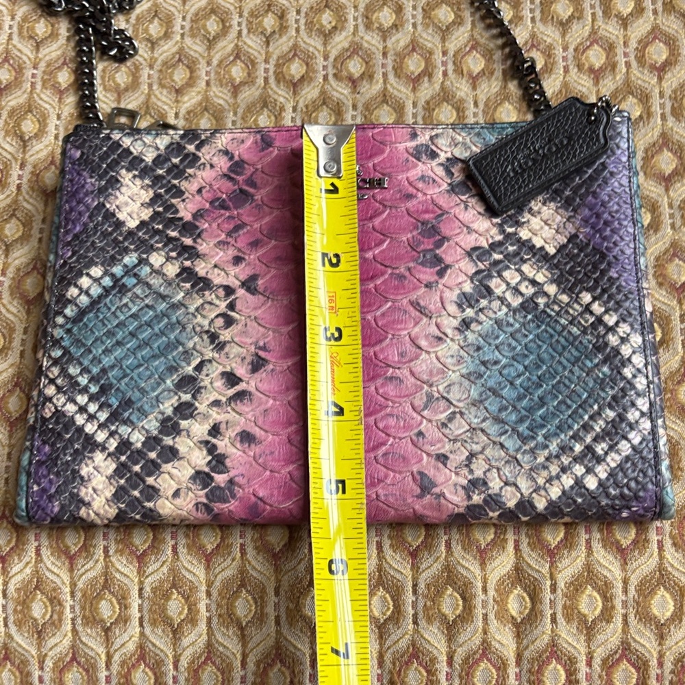 Coach Embossed Python Snake Skin Pink and Black Purse. - Picture 7 of 13
